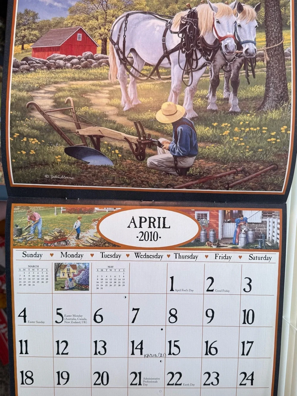 LANG Four Seasons 2010 Calendar Featuring Paintings by John Sloane/ Used